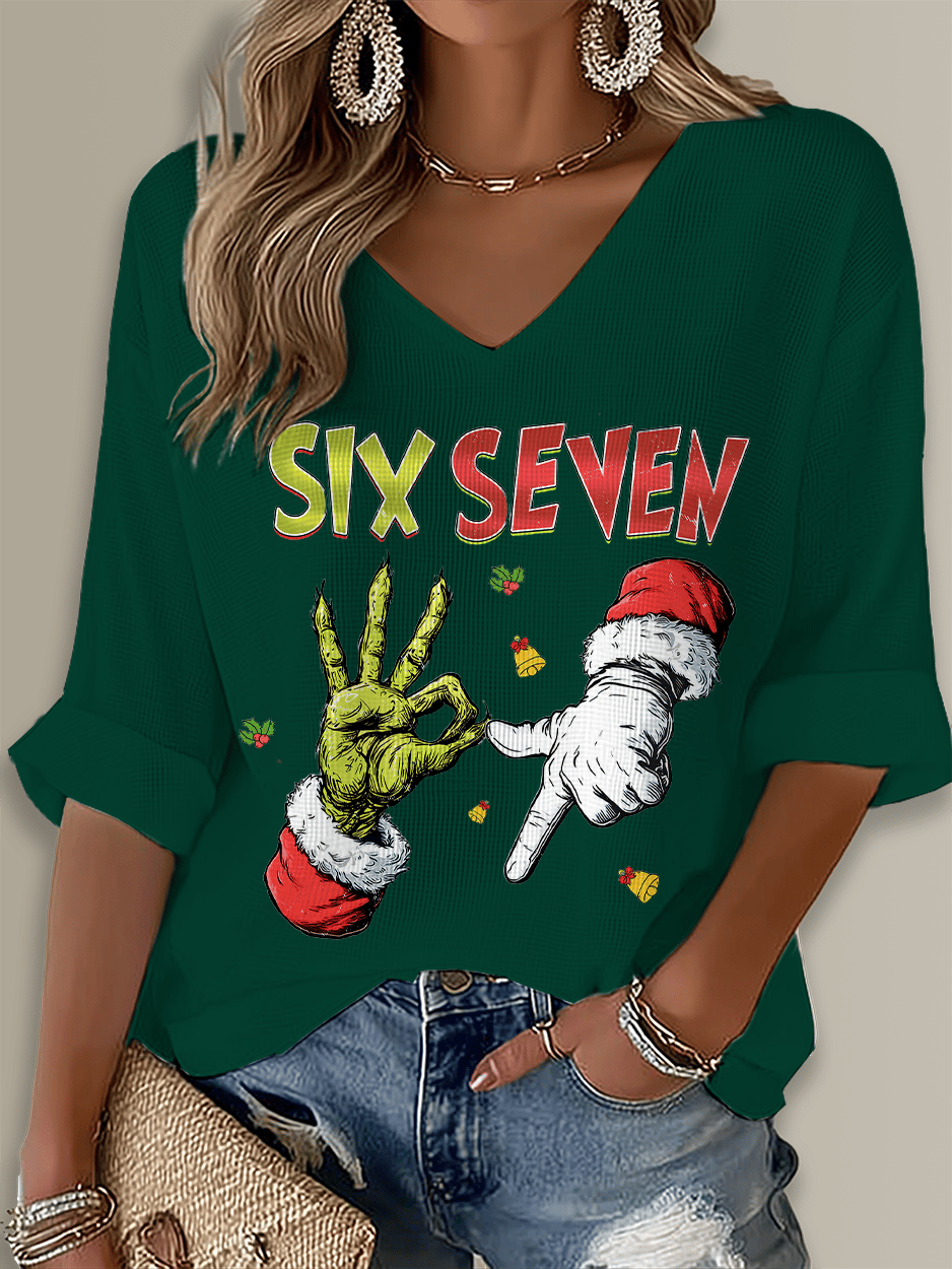 Merry Christmas Printed Long Sleeve Top