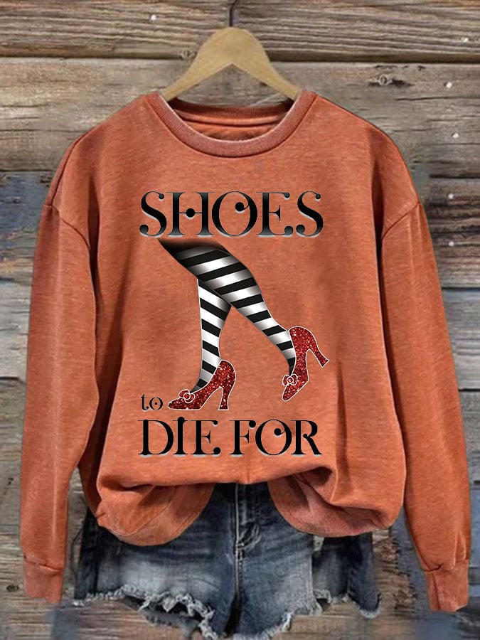 Women's Halloween Irresistible Shoes Print Casual T-Shirt