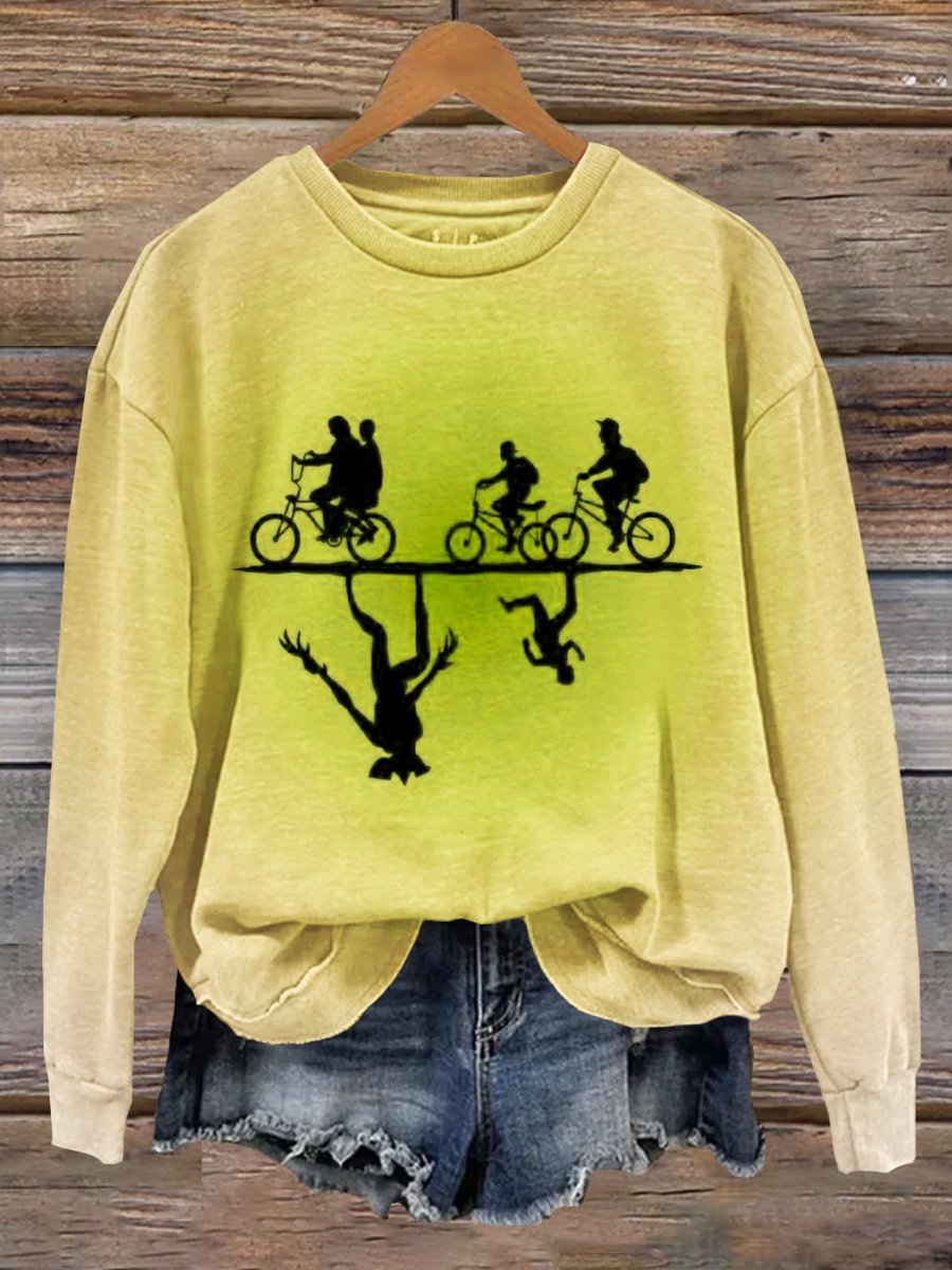 Stranger Upside Down Hawkins 80s Horror Art Printed Sweatshirt
