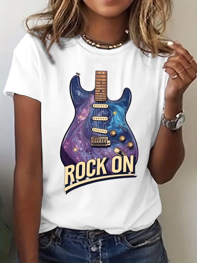 Women's Rock Print Casual T-Shirt