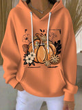 Halloween Pumpkin Flowers Printed Casual Hoodies