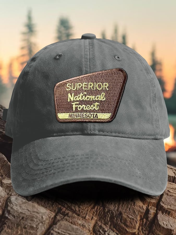 Retro Superior National Forest Minnesota Print Baseball Cap
