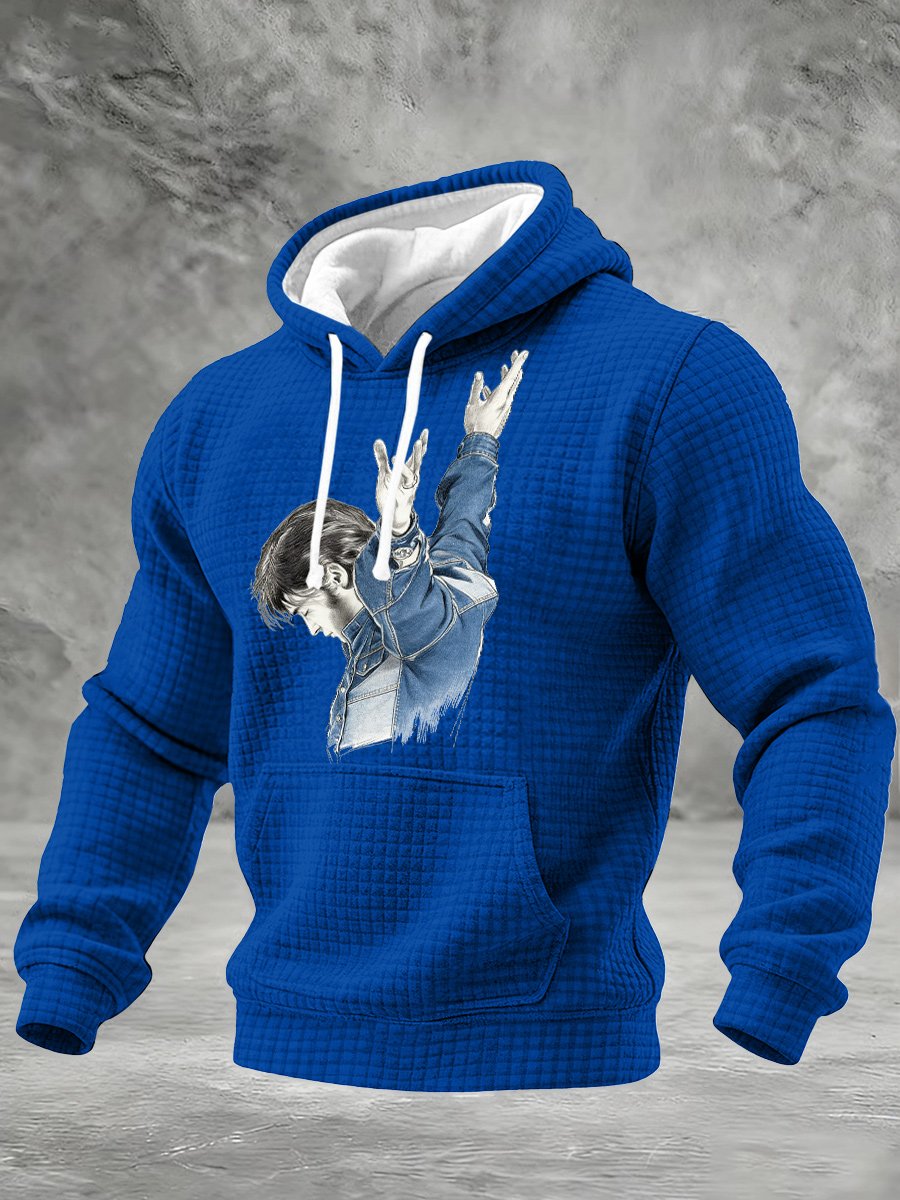 Men's Retro King Of Rock And Roll Printed Casual Hoodie