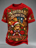 Men's Puerto Rico Christmas Printed Casual Tops