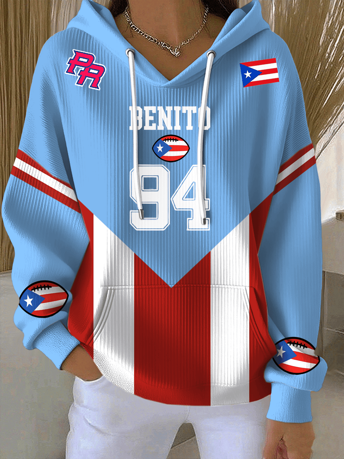 Women's Puerto Rico Singer Benito Bowl Print Casual Hoodies