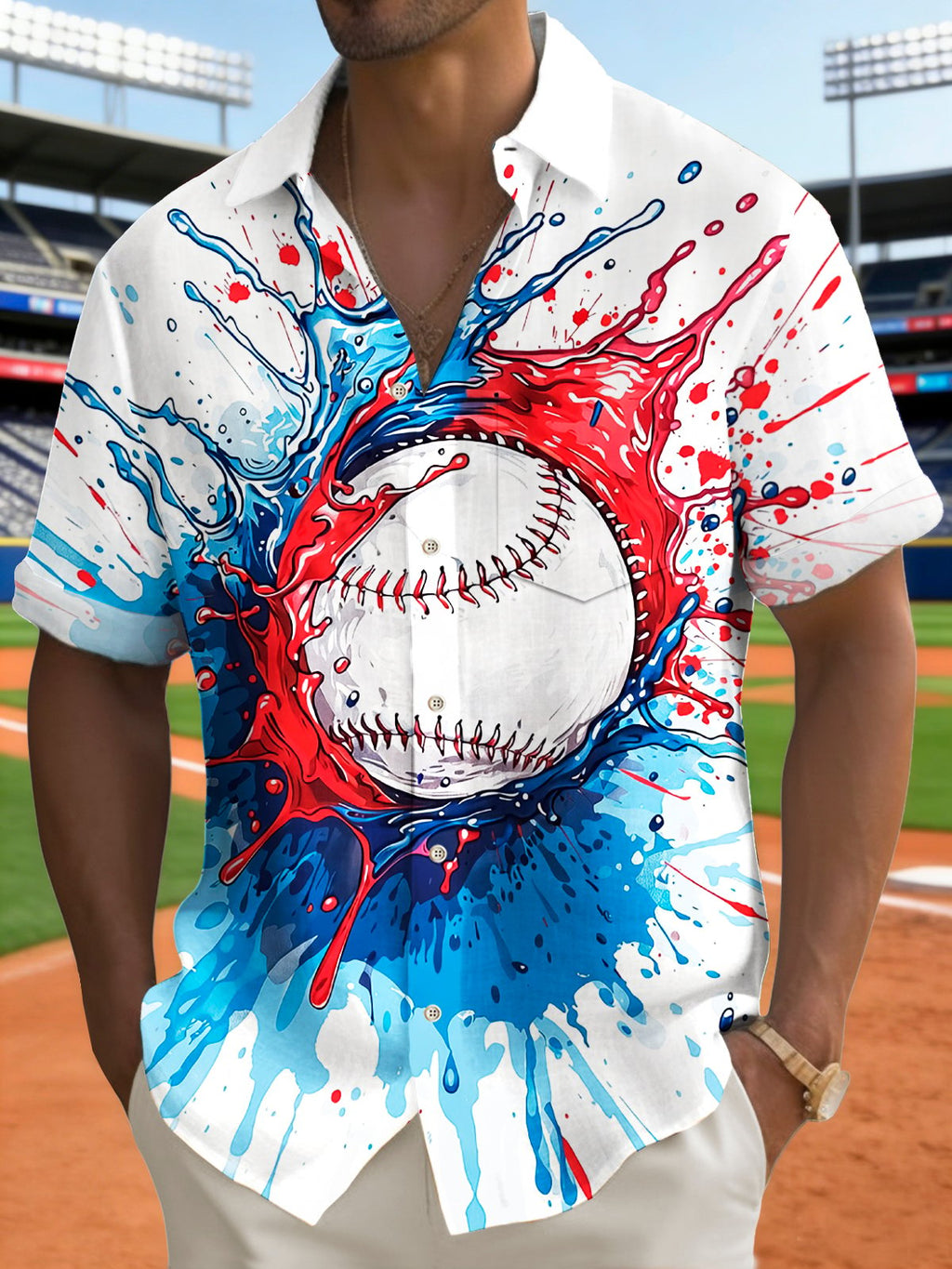 Men's Baseball Lovers Print Short Sleeve Shirt