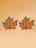 Women's Autumn Orange Pumpkin Coffee Maple Leaf Earrings