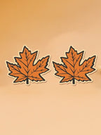 Women's Autumn Orange Pumpkin Coffee Maple Leaf Earrings