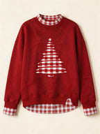 Women's Fabric Patchwork Faux Two-Piece Sweatshirt
