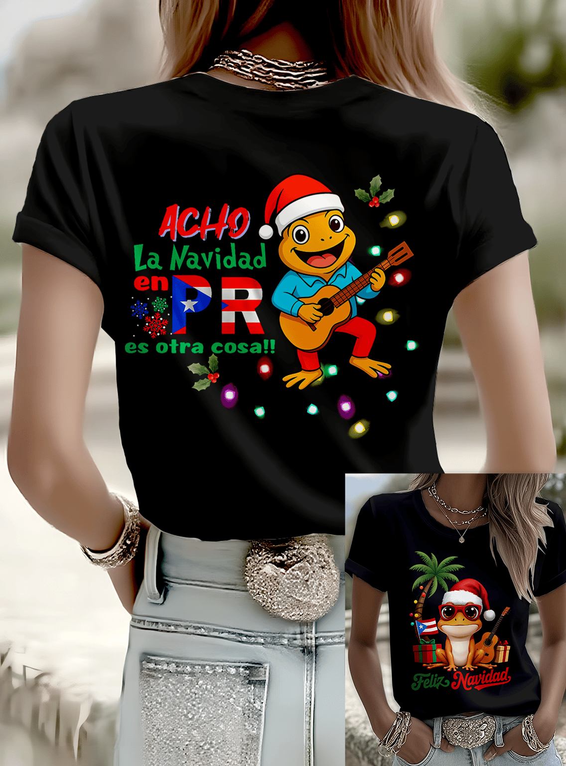Puerto Rico Coquito LA navidad Printed T-shirts
