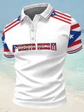 Men's Puerto Rico Print Casual Polo Shirt