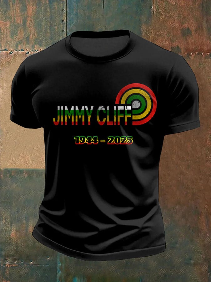 Men's Retro Reggae Music Printed Round Neck T-Shirt