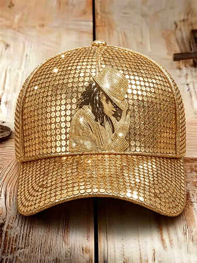 Unisex Retro Commemorative Baseball Cap: "King of Pop" Faux-Sequin Print Edition