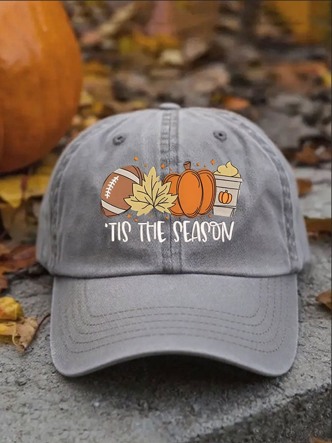 Autumn Football TIS THE SEASON Print Hats for Men and Women