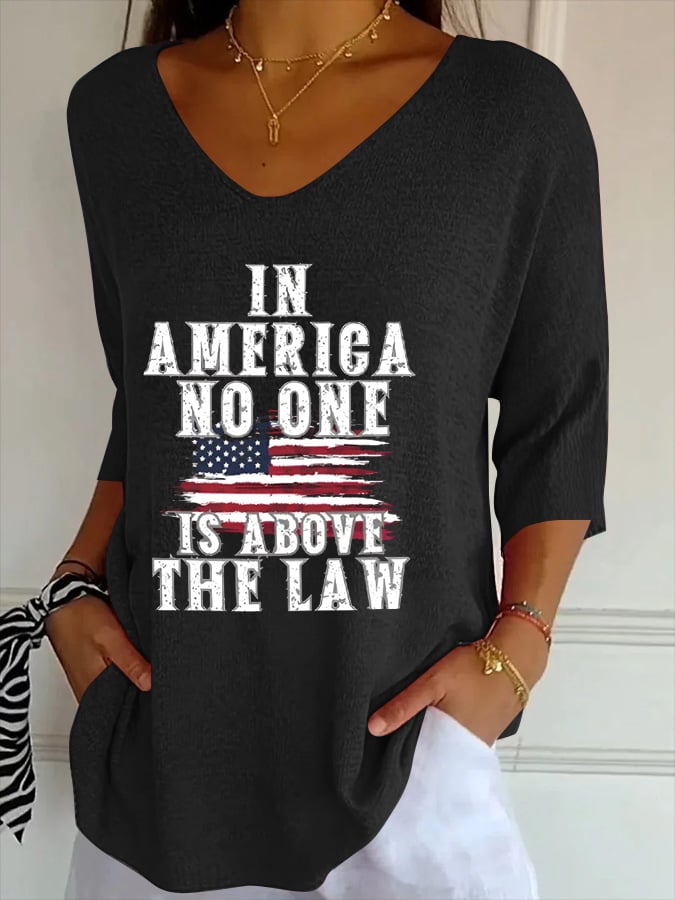 Women's In America No One Is Above The Law Printed Casual T-Shirt