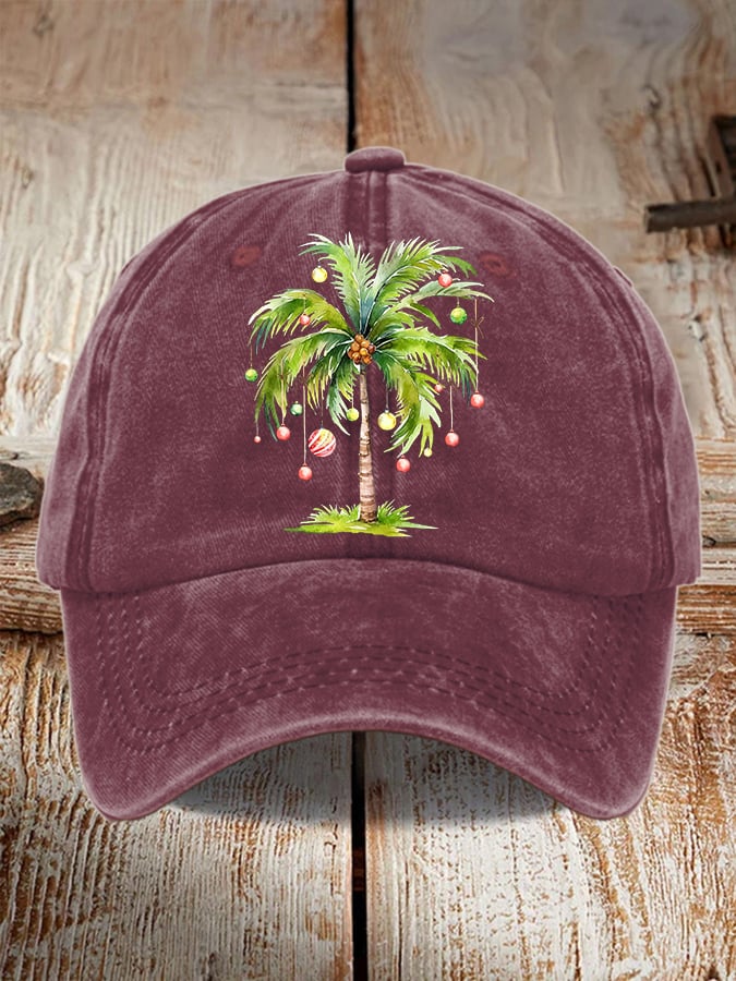 Women's Casual Christmas Palm Tree Print Baseball Cap