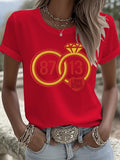 Women's Love Story Ring Printed Round Neck T-Shirt