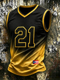 Men's Puerto Rico Baseball Print Short-Sleeve Top