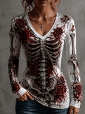 Women's Halloween Ghost Print T-Shirt