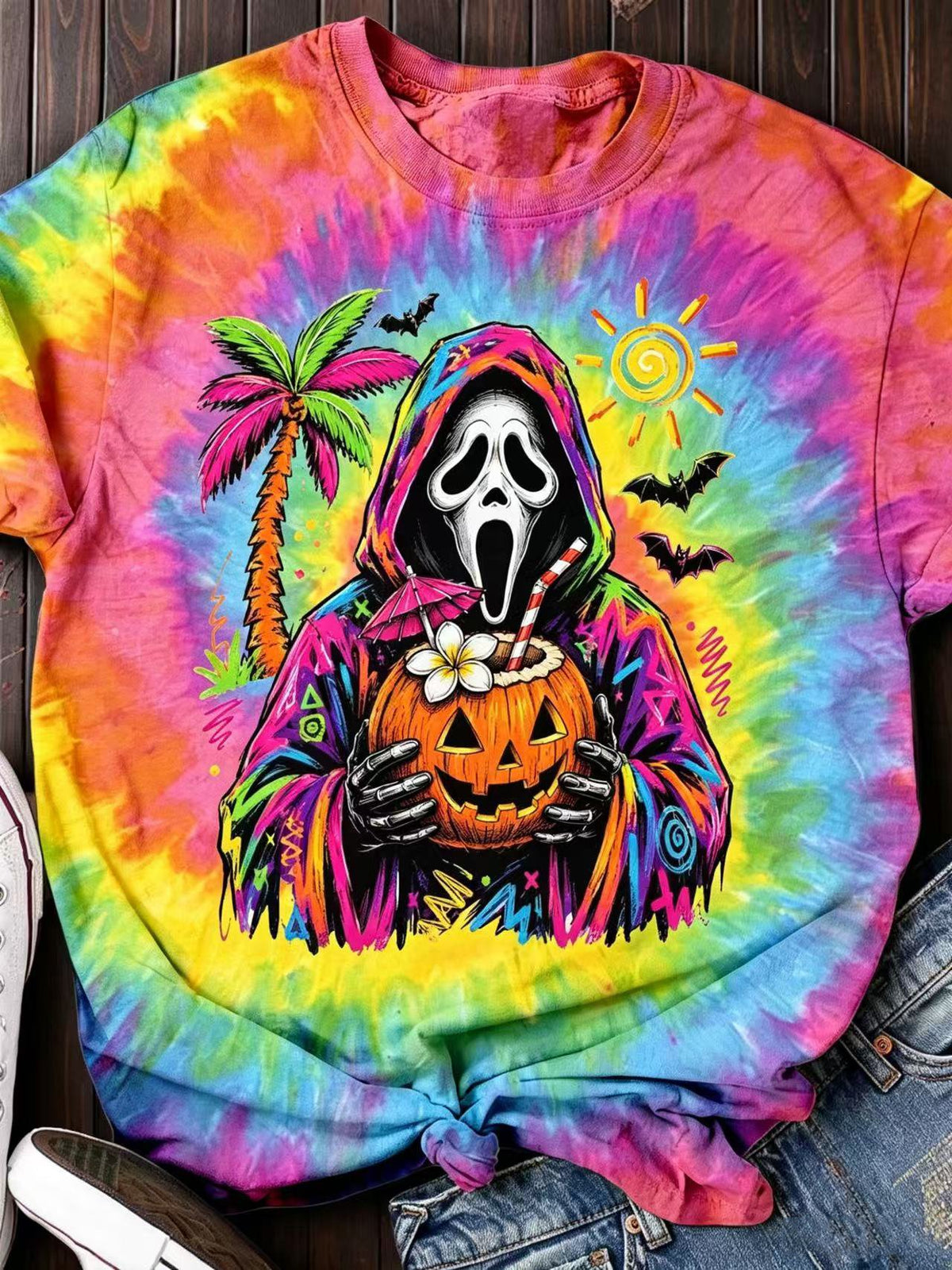 Women's Horror Hot Ghost Summerween Vibes Printed T-shirts