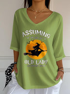 Women's Assuming I'm Just An Old Lady Was Your First Mistake Halloween Print T-Shirt