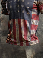 Men's Retro Independence Day Patriot Crew Neck T-Shirt