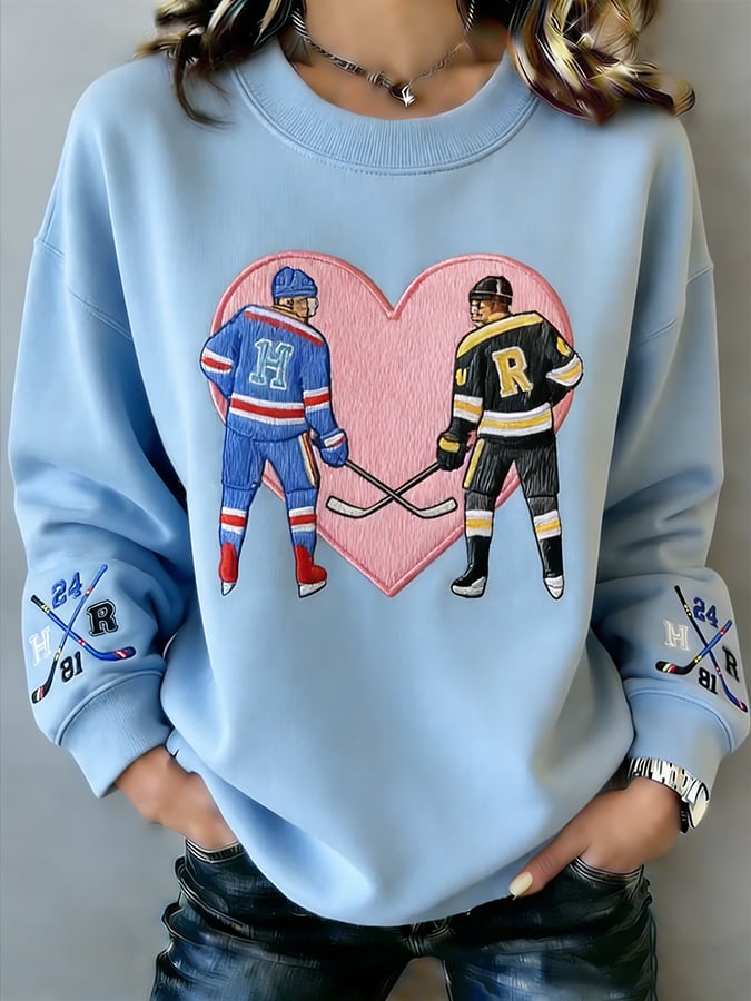 Women's Ice Hockey-Themed Printed Hoodie