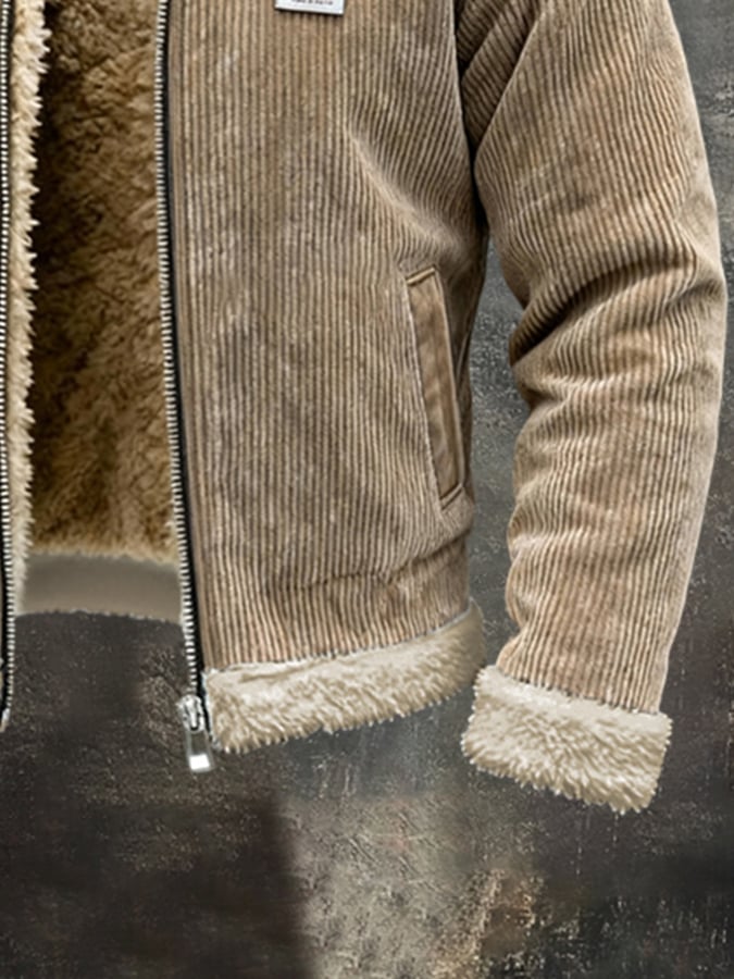 Men's Retro Warm Corduroy Outdoor Jacket