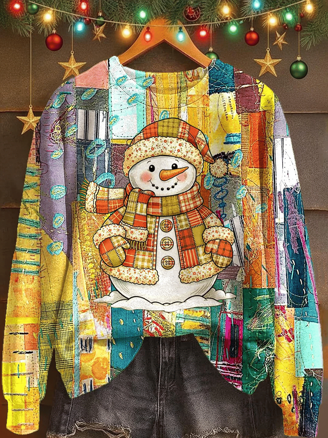 Women's Christmas Snowman Print Sweatshirt