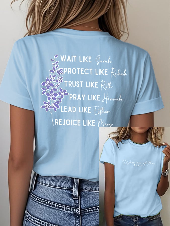 Women'S Casual Women Of The Bible Print Short Sleeve T-Shirt