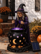 Halloween Witch Glowing Pot Solar Lamp Ornament