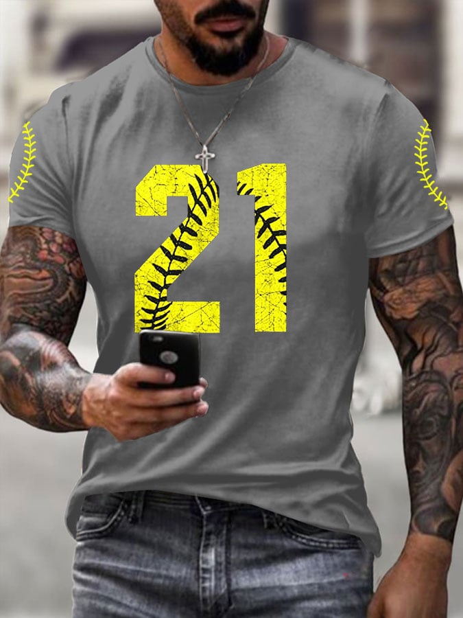 Men's Puerto Rico Baseball Print Short-Sleeve T-Shirt