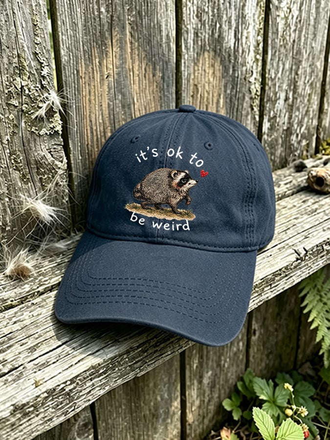 Retro Jimothy Raccoon It's Ok To Be Weird Print Baseball Cap
