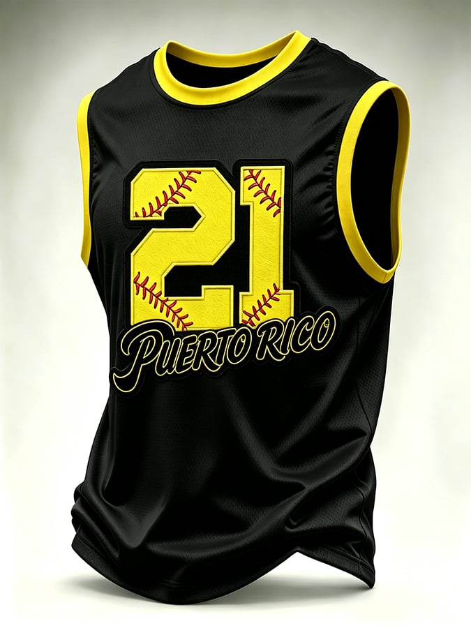 Men's Puerto Rico Baseball Print Tank Top