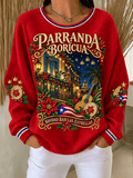 Women's Puerto Rico Christmas Printed Casual Sweatshirt