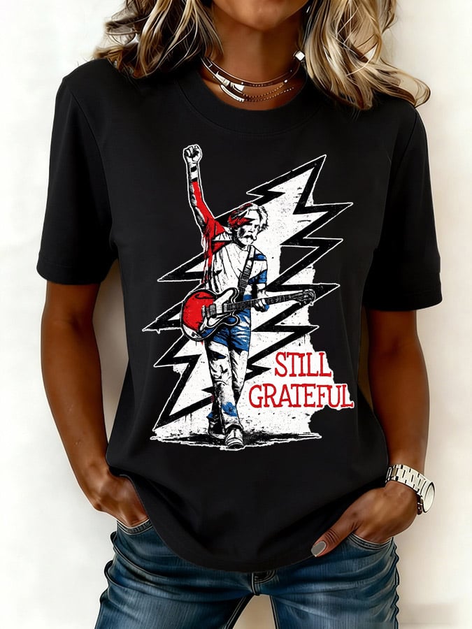 Women's Still Grateful Print Round Neck T-shirt