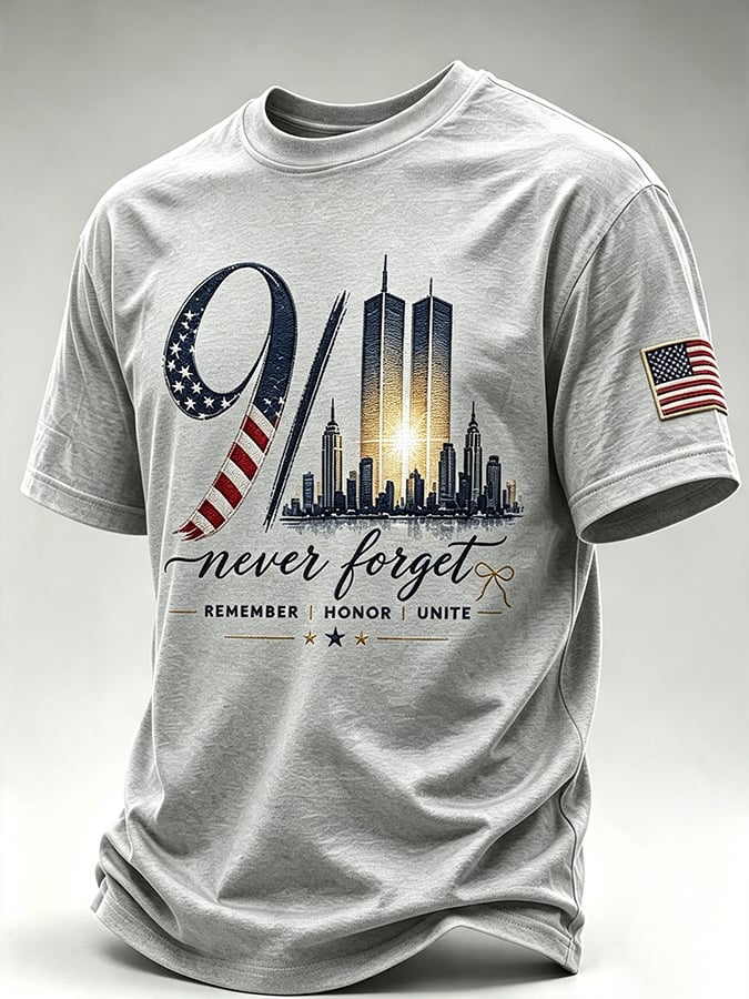 Men's 9.11 Never Forget Print Casual T-shirt