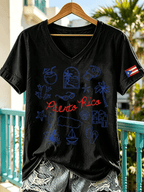 Women's Puerto Rico Pride Art Printed T-shirt