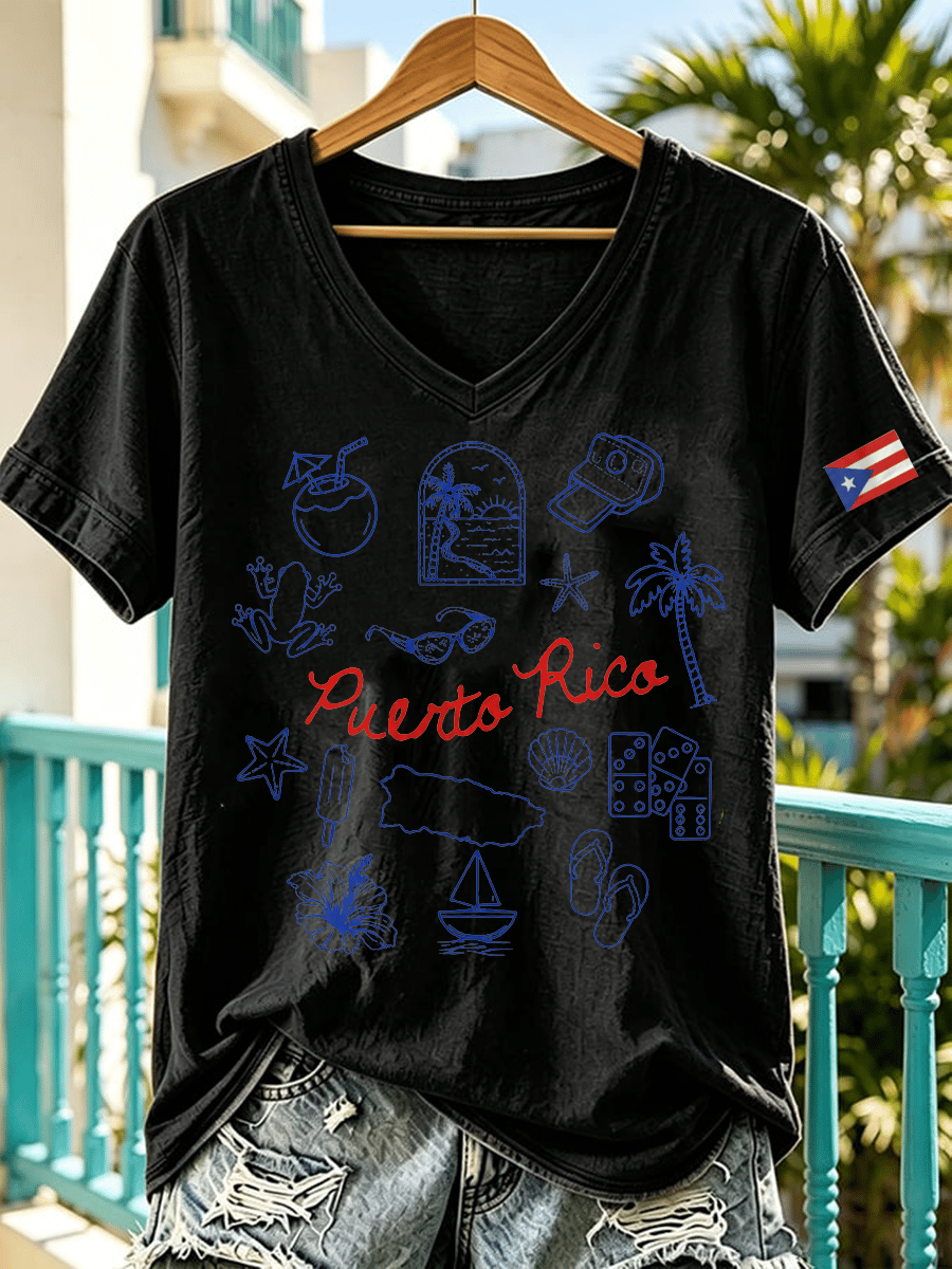 Women's Puerto Rico Pride Art Printed T-shirt
