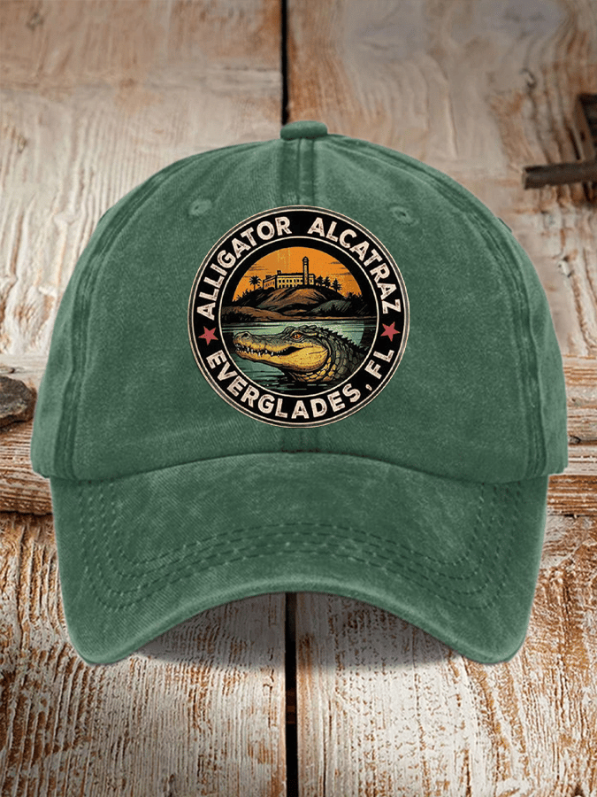 Alligator Alcatraz Funny Florida Everglades Dark Humor  Pride Baseball Cap