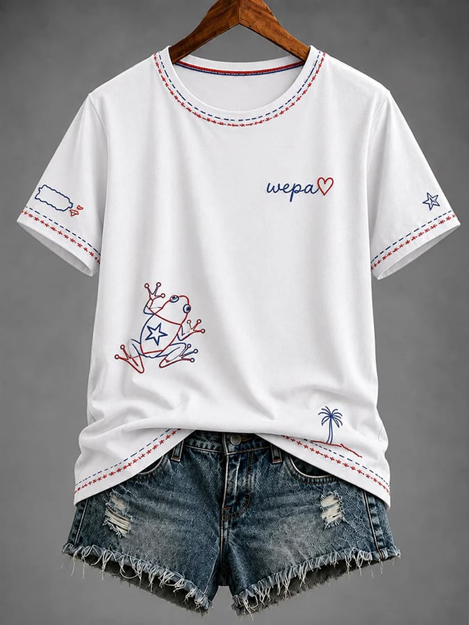 Women's Puerto Rico Printed round  T-shirt