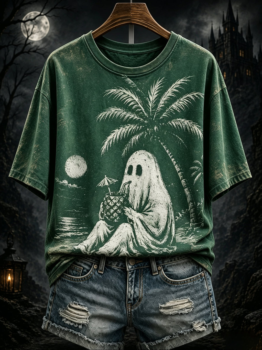 Women's Retro Distressed Summer Halloween Print Top