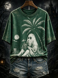 Women's Retro Distressed Summer Halloween Print Top