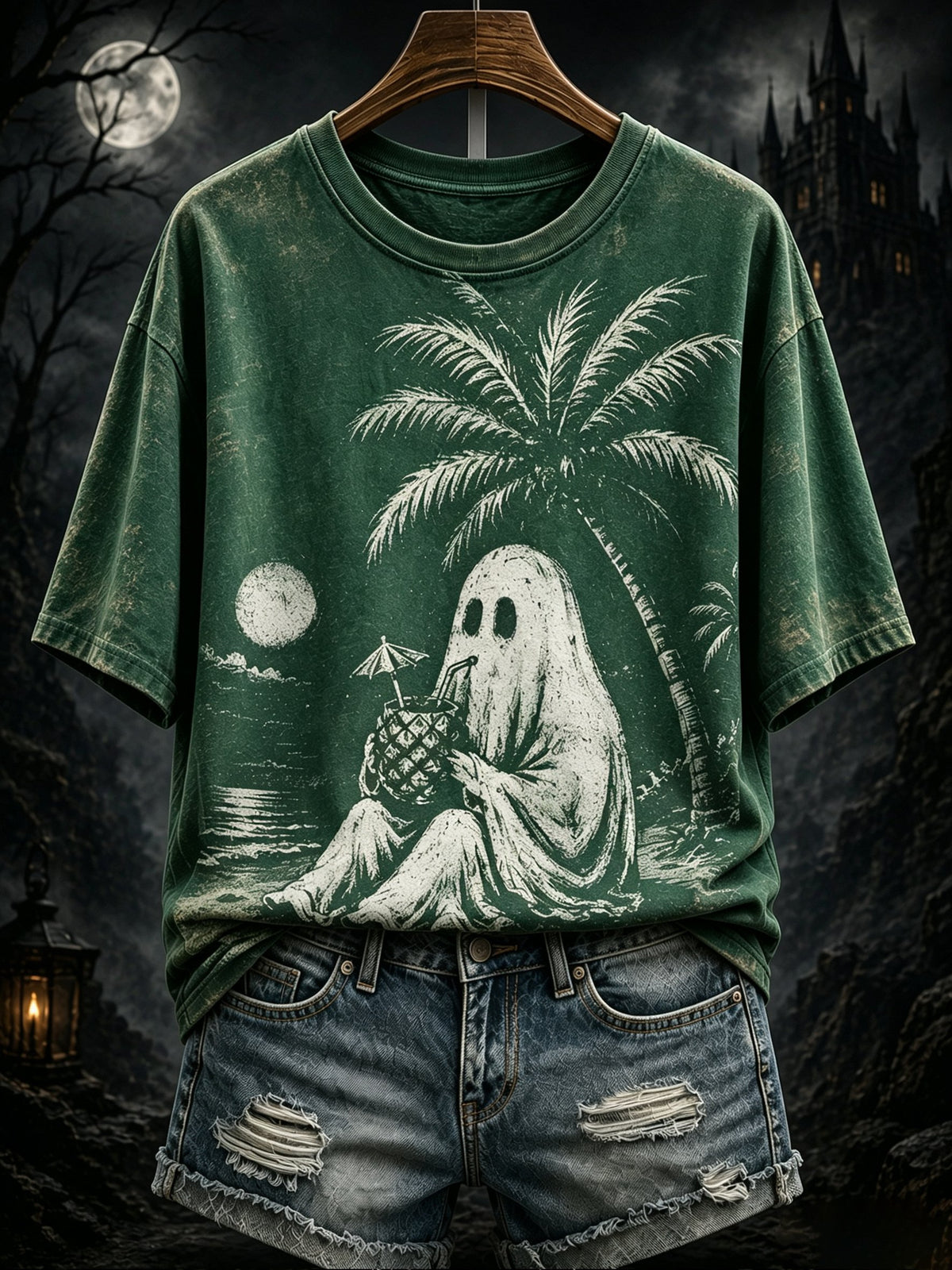 Women's Retro Distressed Summer Halloween Print Top
