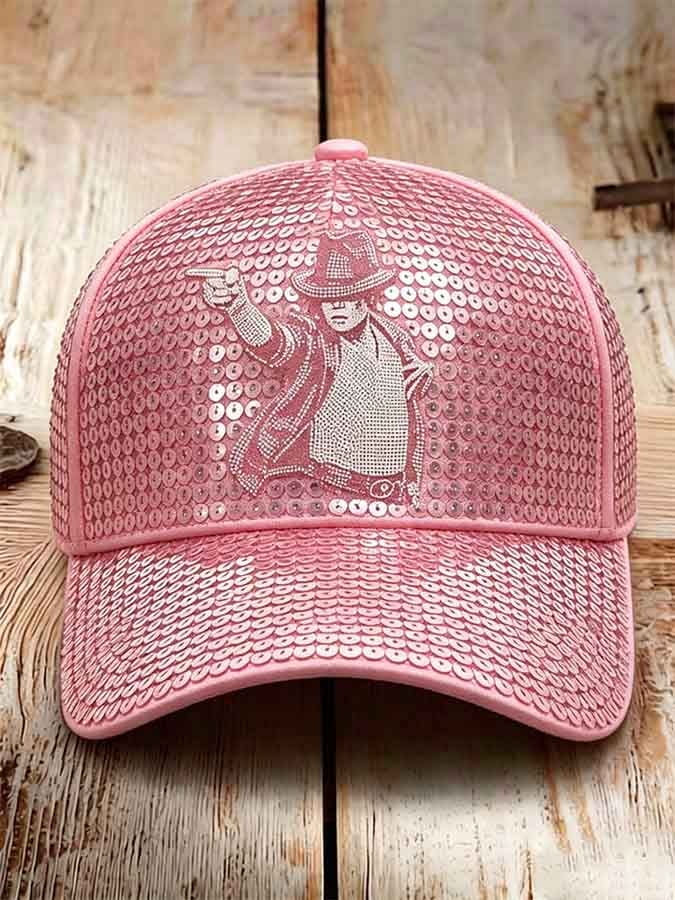 Unisex Retro Commemorative Baseball Cap: "King of Pop" Faux-Sequin Print Edition