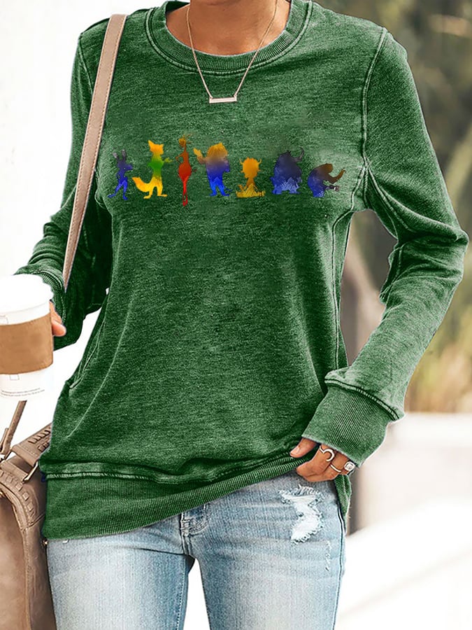 Retro Animals Print Sweatshirt