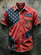 Men's Casual Retro Print Short-Sleeve Shirt