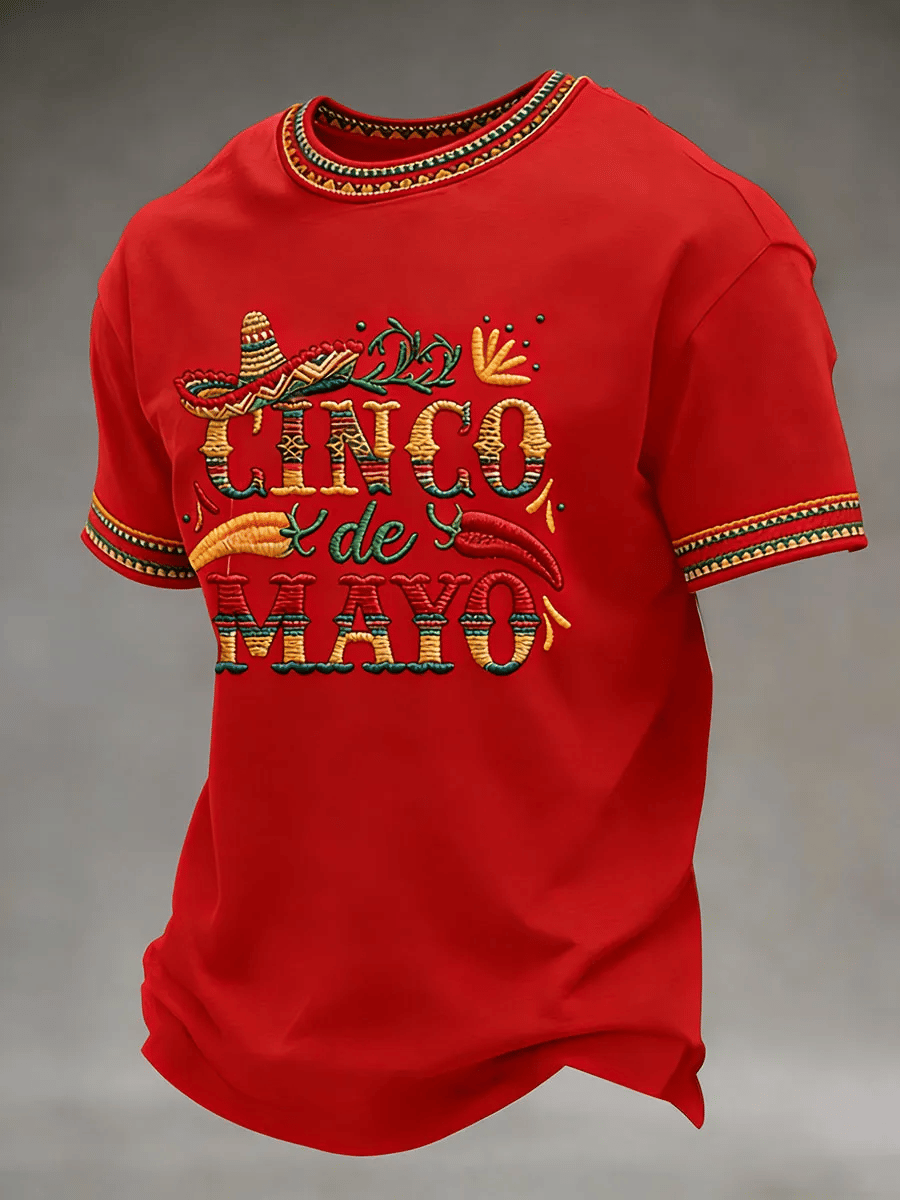 Men's Mexican Art Cinco de Mayo Printed Casual T-shirt