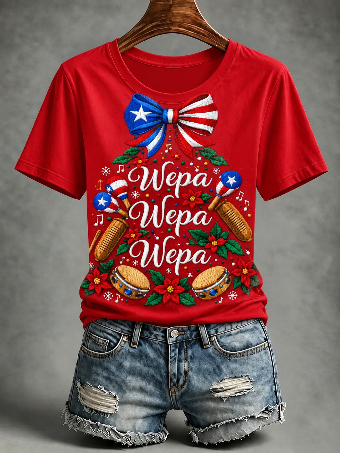 Women's Puerto Rico Christmas Print T-Shirt