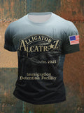 Men's Retro Alligator Alcatraz Funny Florida Everglades Dark Humor  Patoitic Print T-Shirt